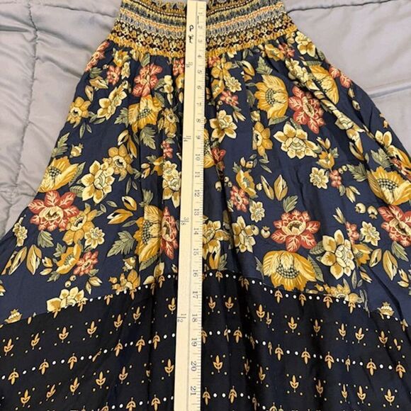 NWT Farm Rio Yolanda Maxi Skirt Anthropologie Navy Floral Print Size Small - Picture 10 of 11